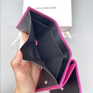 Balenciaga everyday mini wallet metallic neon pink